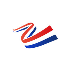 Abstract Netherlands Flag Ribbon, Swirling Stripes Design, Dynamic, Patriotic, Modern, Vector, Graph