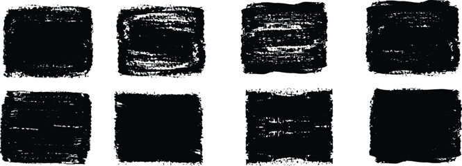 Brush box set. Vector black paint brush spots, highlighter lines or felt-tip pen marker. Ink smudge abstract shape stains and smear set with texture - Vector stock