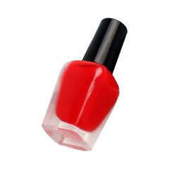 Red Nail Polish Bottle on transparent background png