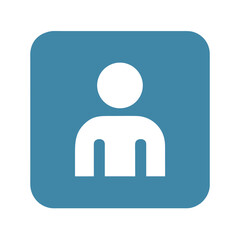 User icon illustration on rounded square, centered design
