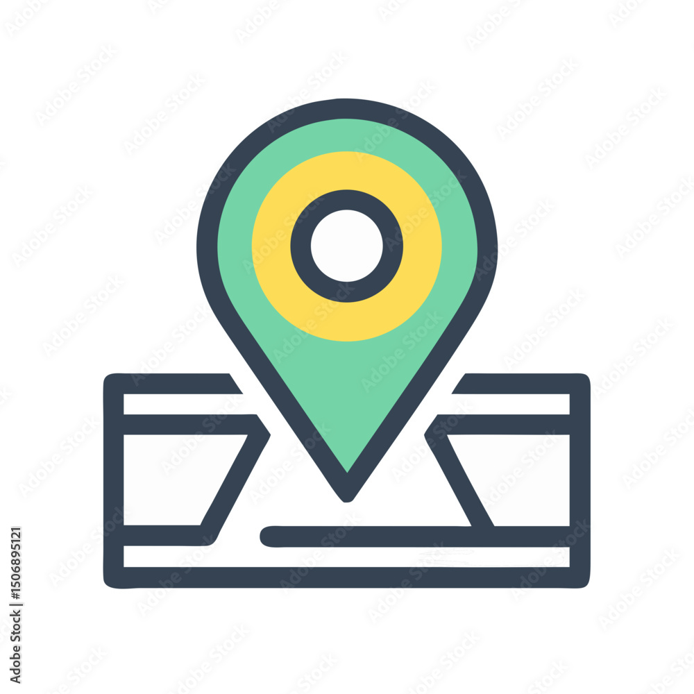 Poster stylized map location pointer icon with abstract road design
