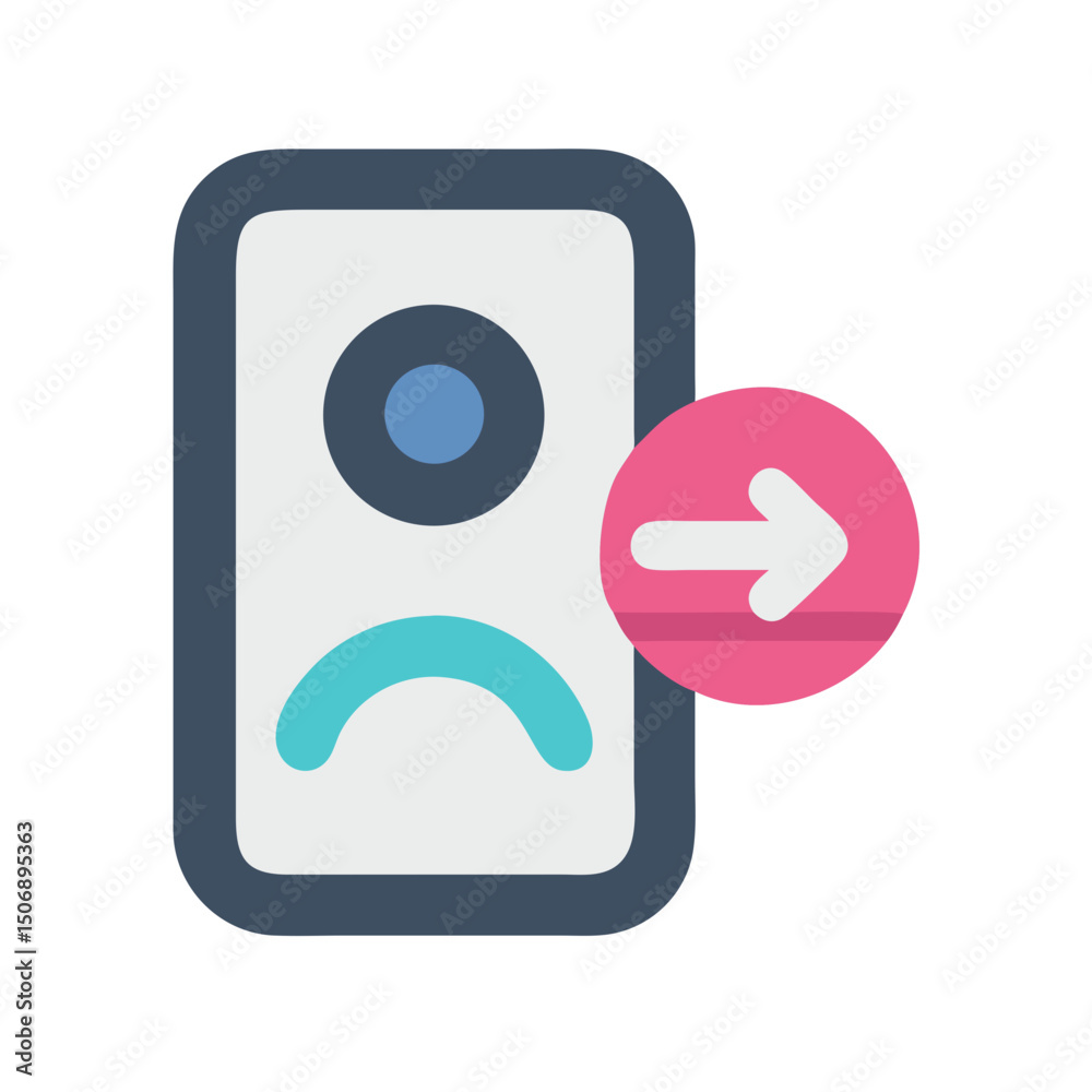 Poster flat design logout icon showing exit from profile