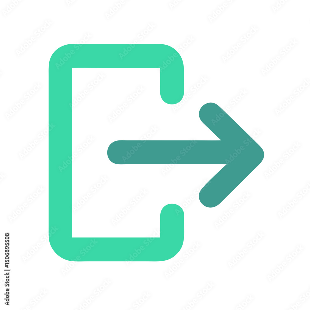 Aufkleber Turquoise Exit Icon Displaying Logout Functionality in Vector Format