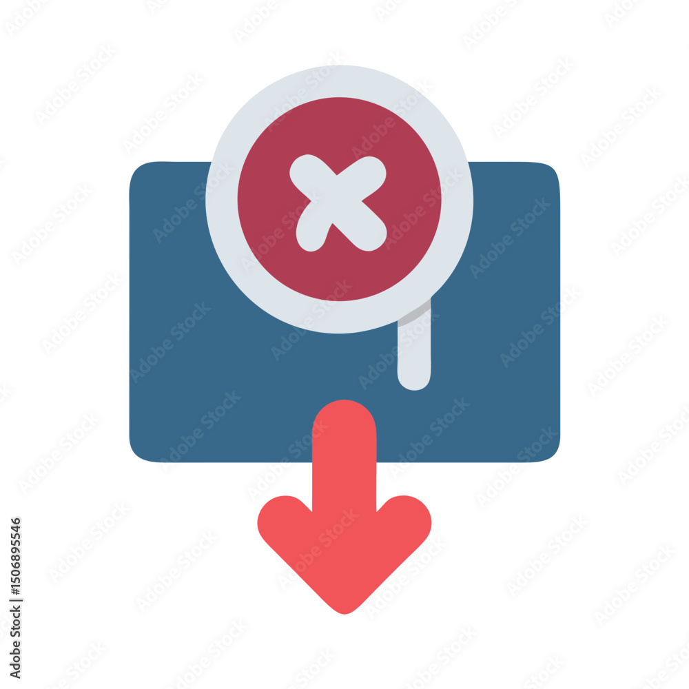 Poster flat icon showing data deletion with an arrow symbol