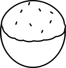 Mini Fried Ice Cream Ball Dessert Treat Sketch Line Art Vector Illustration