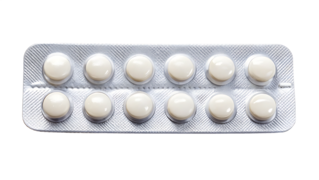 tablets in strip isolated on white background