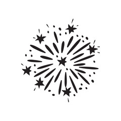 Black and White Fireworks Burst Celebration, Party, Stars, Sparkle