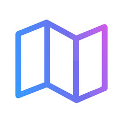 Gradient map icon isolated on White Background with outline