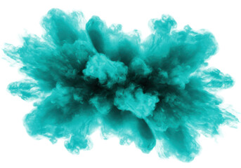 Isolated Abstract Turquoise Explosion of Powder Smoke