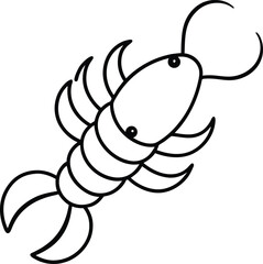Mini Lobster Tail Seafood Treat Drawing Line Art Vector Illustration