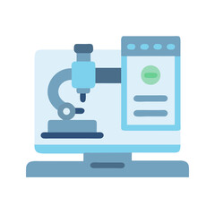 Flat graphic of a microscope on a computer screen