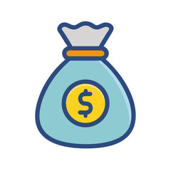Stylized money bag icon on White Background illustration