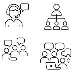 Communication and Collaboration Icons for Teamwork and Support