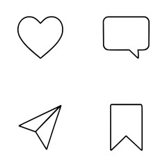 Social Media Interface Icons Including Heart, Message, Share, and Save