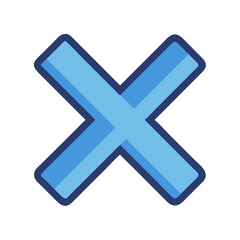 Obraz premium Blue X mark flat design on a White Background