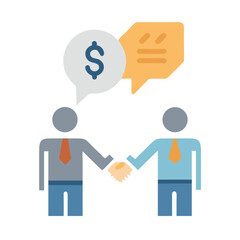 Business deal agreement and monetary discussion handshake stock image
