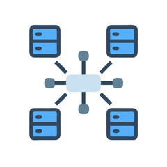 Diagram of server network connected to central processing unit
