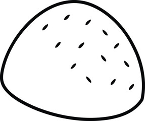 Mini Rice Ball Asian Snack Drawing Line Art Vector Illustration
