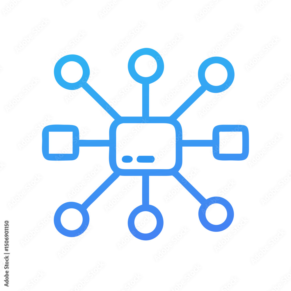 Poster blue network node connecting to multiple digital components