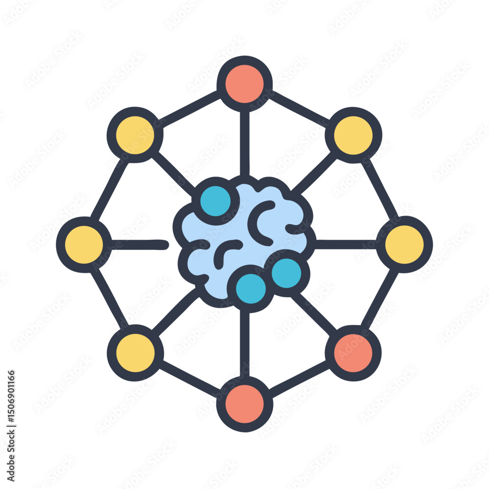 Poster neural network with central brain and connected nodes