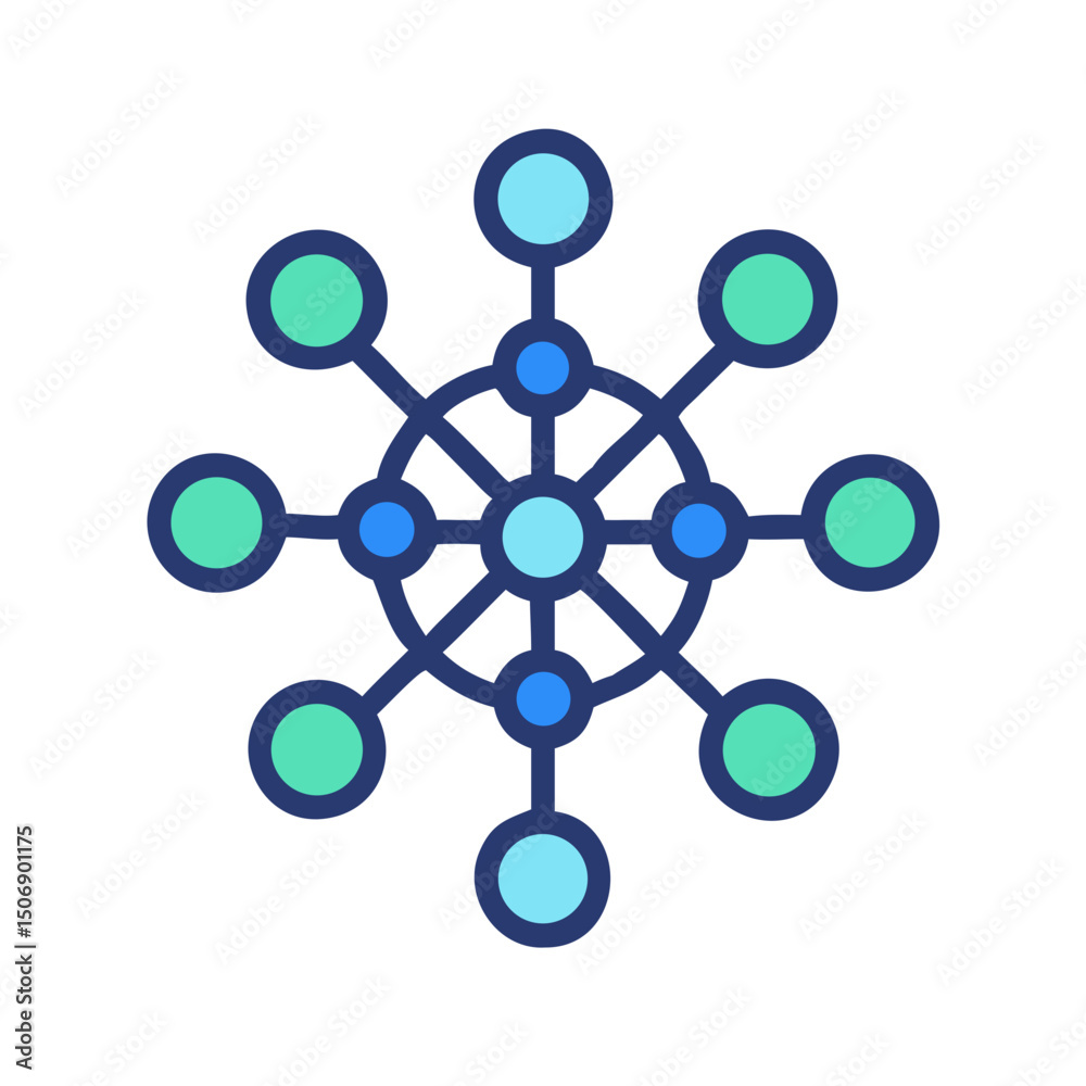 Poster abstract network connectivity hub with data nodes concept image