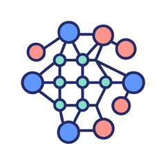 Abstract network illustration with connected nodes on White Background