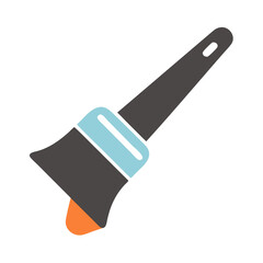 Modern illustration of gray paintbrush with orange paint blob