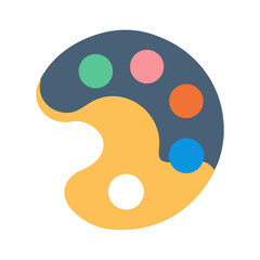 Flat design artist palette with colourful paint dots