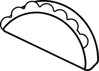 Mini Taco Quesadilla Folded Snack Treat Sketch Line Art Vector Illustration