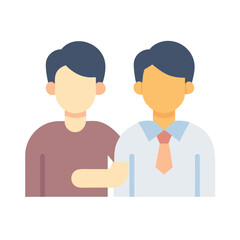 Two people standing together business friendship and team support