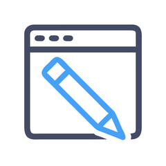 Web page with pencil icon for editing content