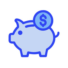 Flat Design Piggy Bank with Dollar Coin Illustration