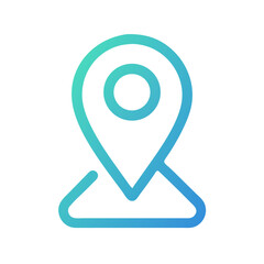 Teal gradient map pin icon on a White Background
