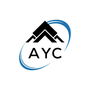 AYC Real Estate Logo with Stylized Roof and Dynamic Swirl &ndash; Vector Icon. AYC Letter Logo.
