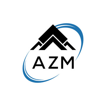 AZM Real Estate Logo with Stylized Roof and Dynamic Swirl &ndash; Vector Icon. AZM Letter Logo.
