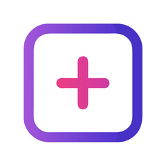 Obraz premium Gradient plus sign inside rounded square on White Background