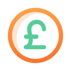 Icon of British Pound currency inside circle on White