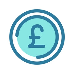 Stylized pound coin icon against White Background illustration