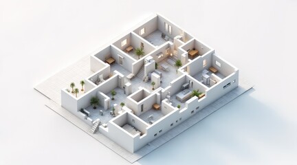 Exploded Isometric Floor Plan of Multi-Level Modern Building