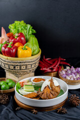 Malon  with rice, taditional food black background