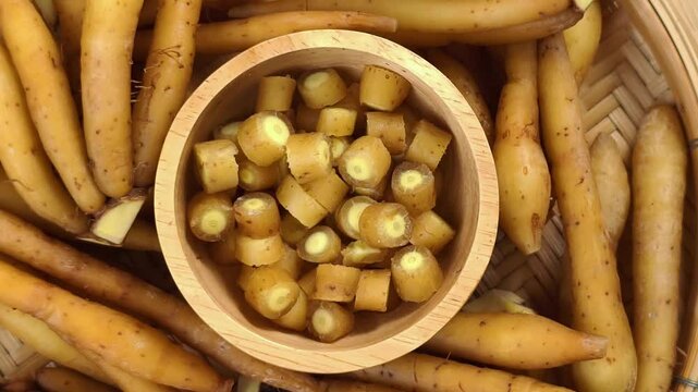 Close-up of fresh galangal (finger root)