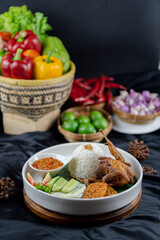 Malon  with rice, taditional food black background