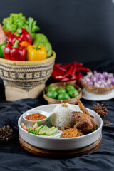 Malon  with rice, taditional food black background