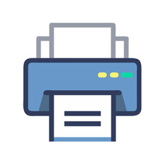 Printer icon depicting document printing process on White Background