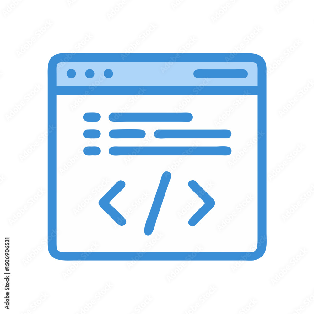 Poster simple browser window with code icon for web design