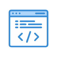 Simple browser window with code icon for web design