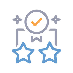 Achievement icon showcasing success with stars on White Background