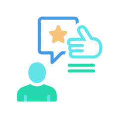 Customer feedback with speech bubble and thumbs up illustration
