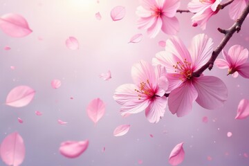 Soft pastel sakura, scattered petals, flowing design , flower, elegant, blossom
