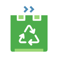 Green recycle bin symbol on White Background, graphic design